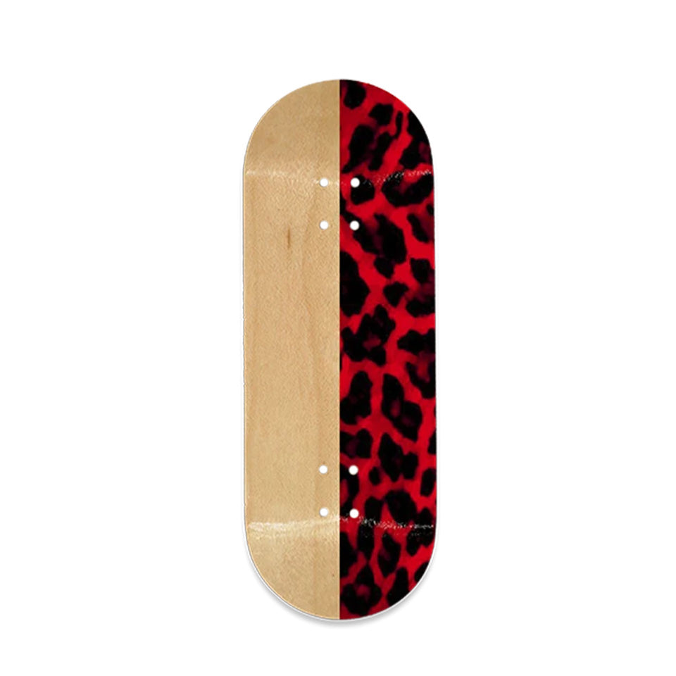 Awful Fingerboard Deck - Split Leopard Print (Red)