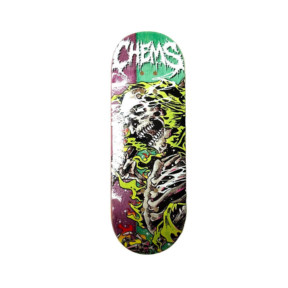 Chems "Green Grim" Fingerboard Deck - Green/Purple Split Ply