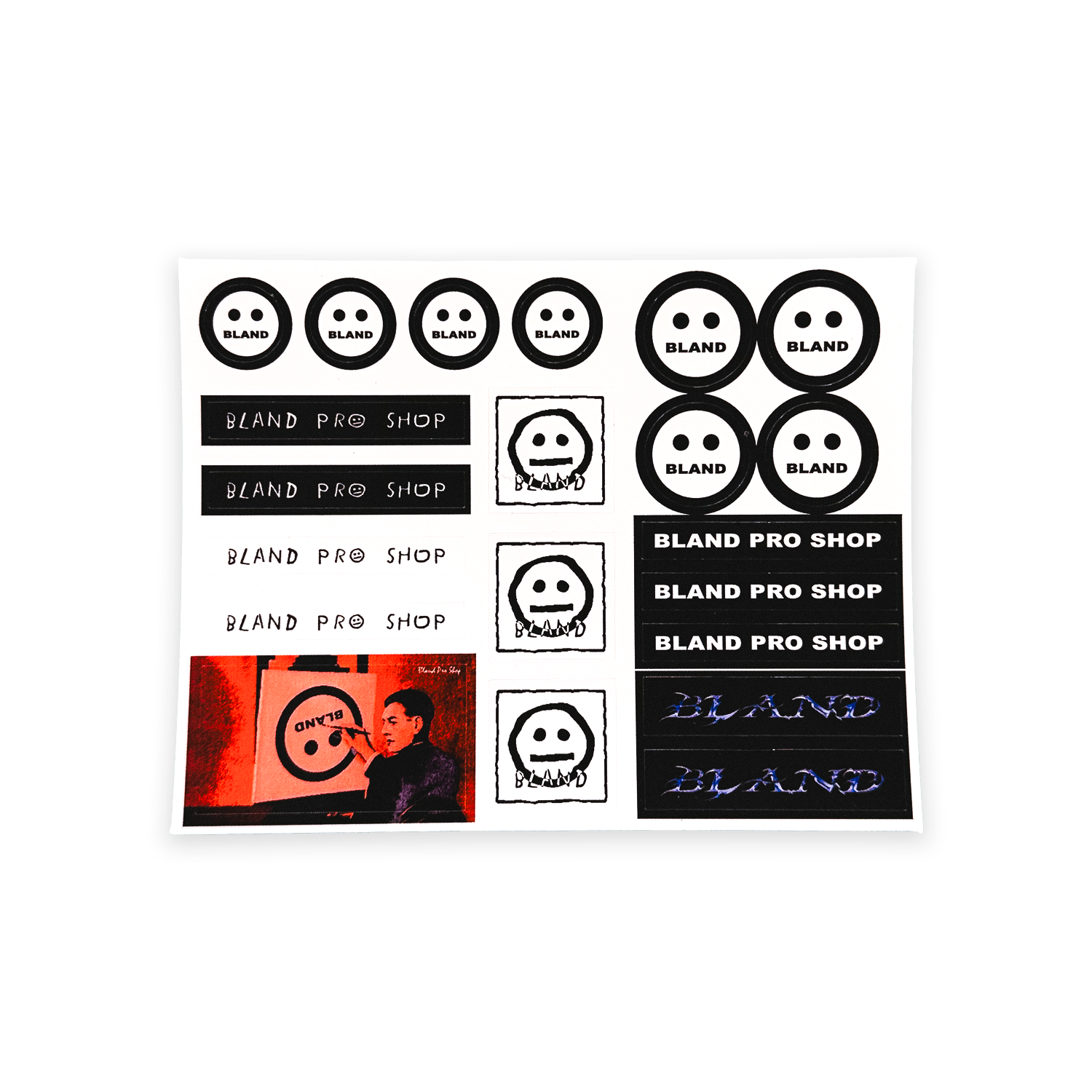 Bland Pro Shop Fingerboard Sticker Sheet