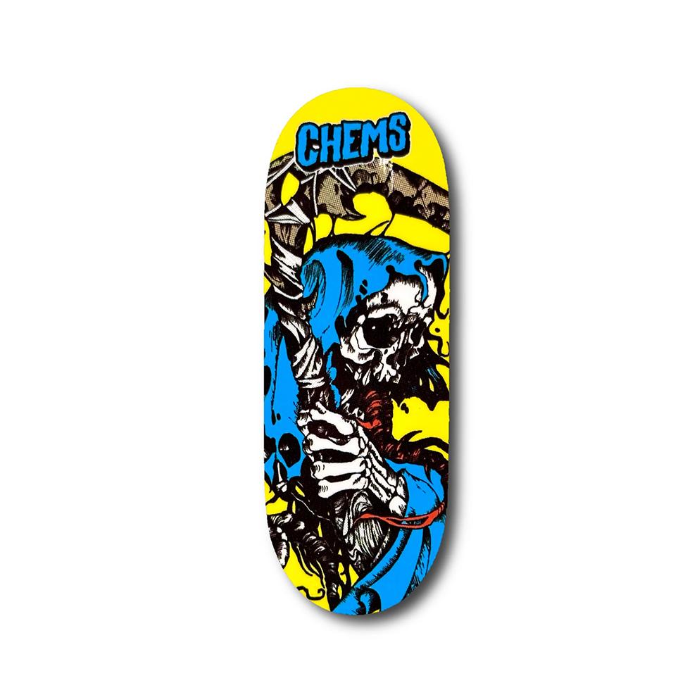 Chems "Grim" Fingerboard Deck - Yellow/Blue