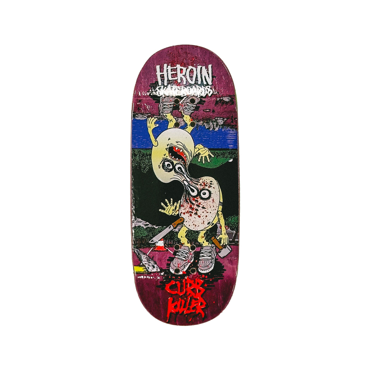 Chems x Heroin Skateboards Fingerboard Deck - Curb Killer 9 (Purple)