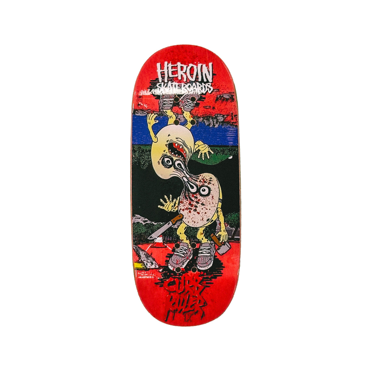 Chems x Heroin Skateboards Fingerboard Deck - Curb Killer 9 (Pink)