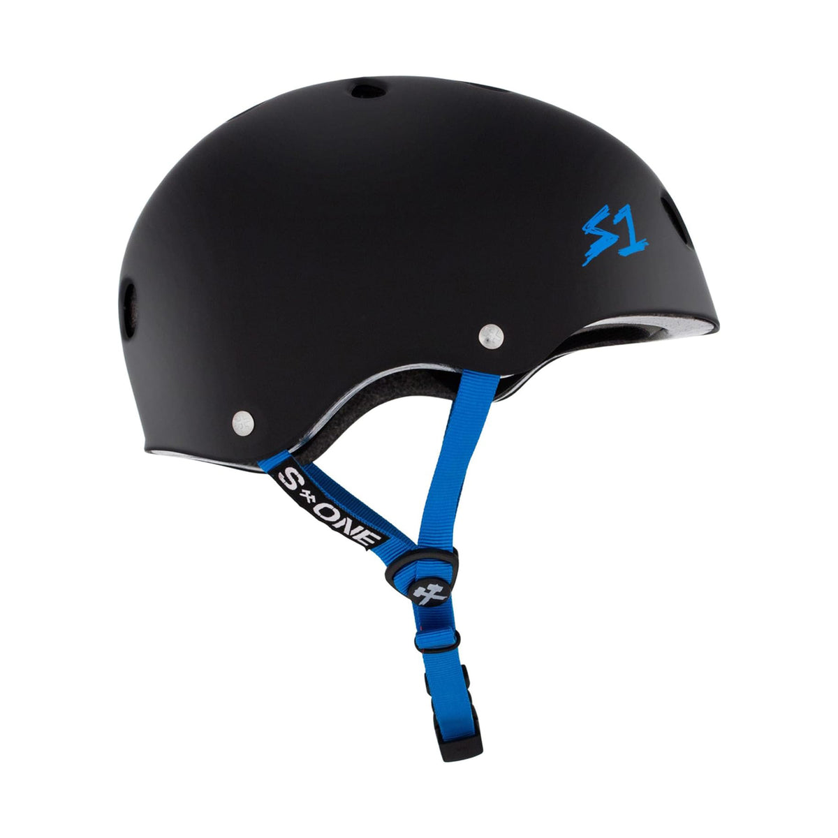 S1 Lifer Helmet - Matte Black w/ Cyan Straps