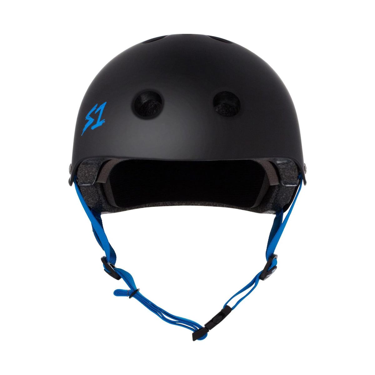 S1 Lifer Helmet - Matte Black w/ Cyan Straps