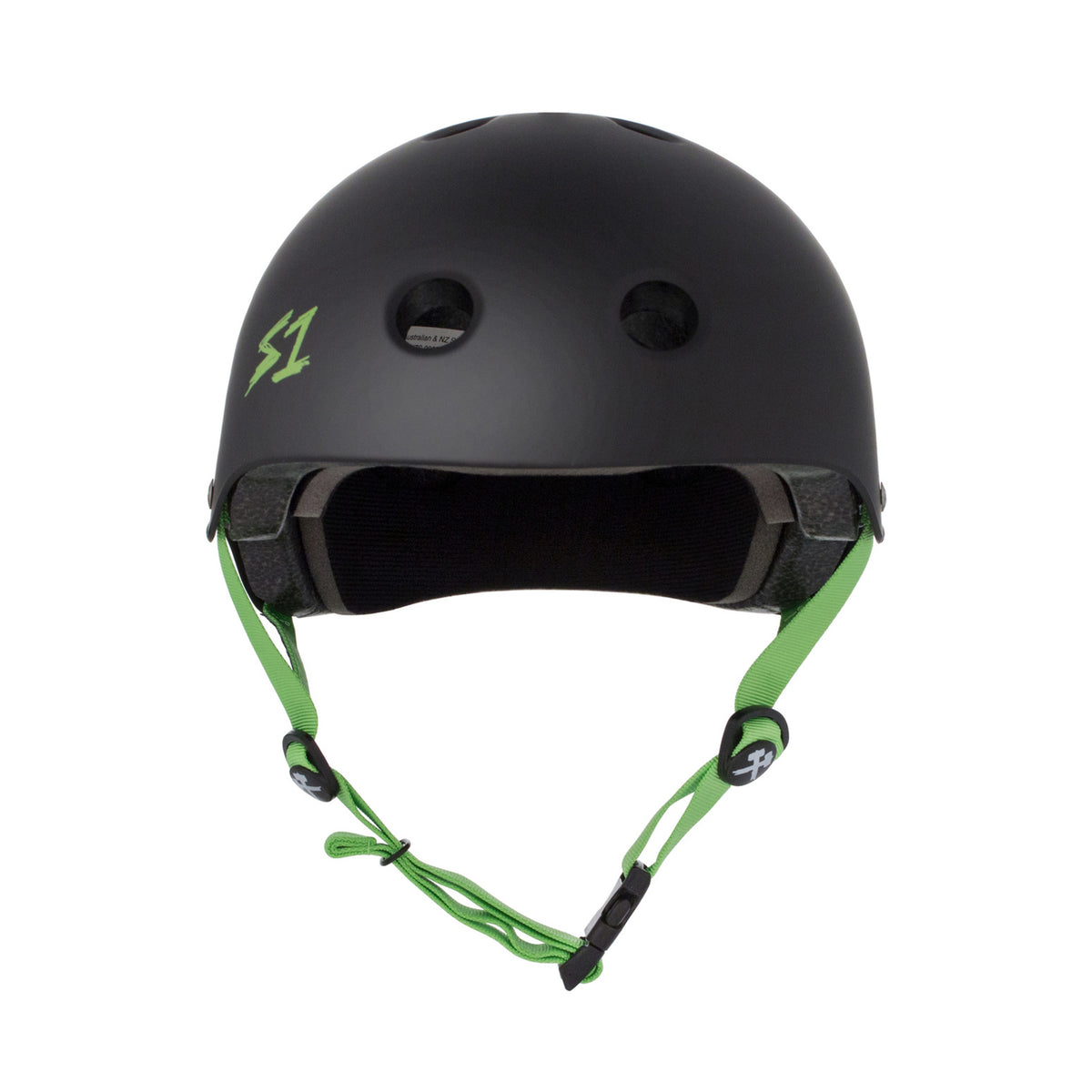 S1 Lifer Helmet - Matte Black w/ Bright Green Straps