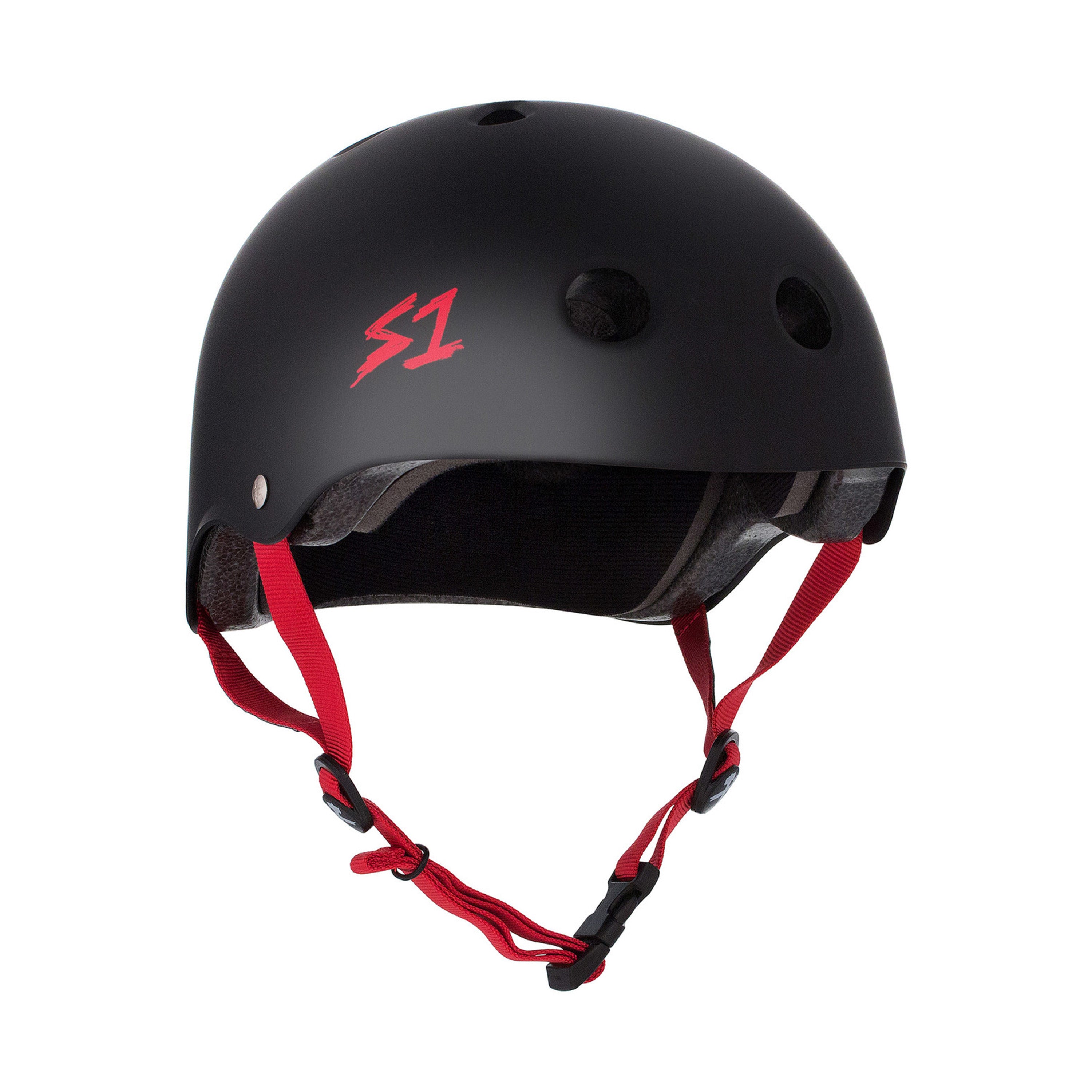 S1 Lifer Helmet - Matte Black w/ Red Straps