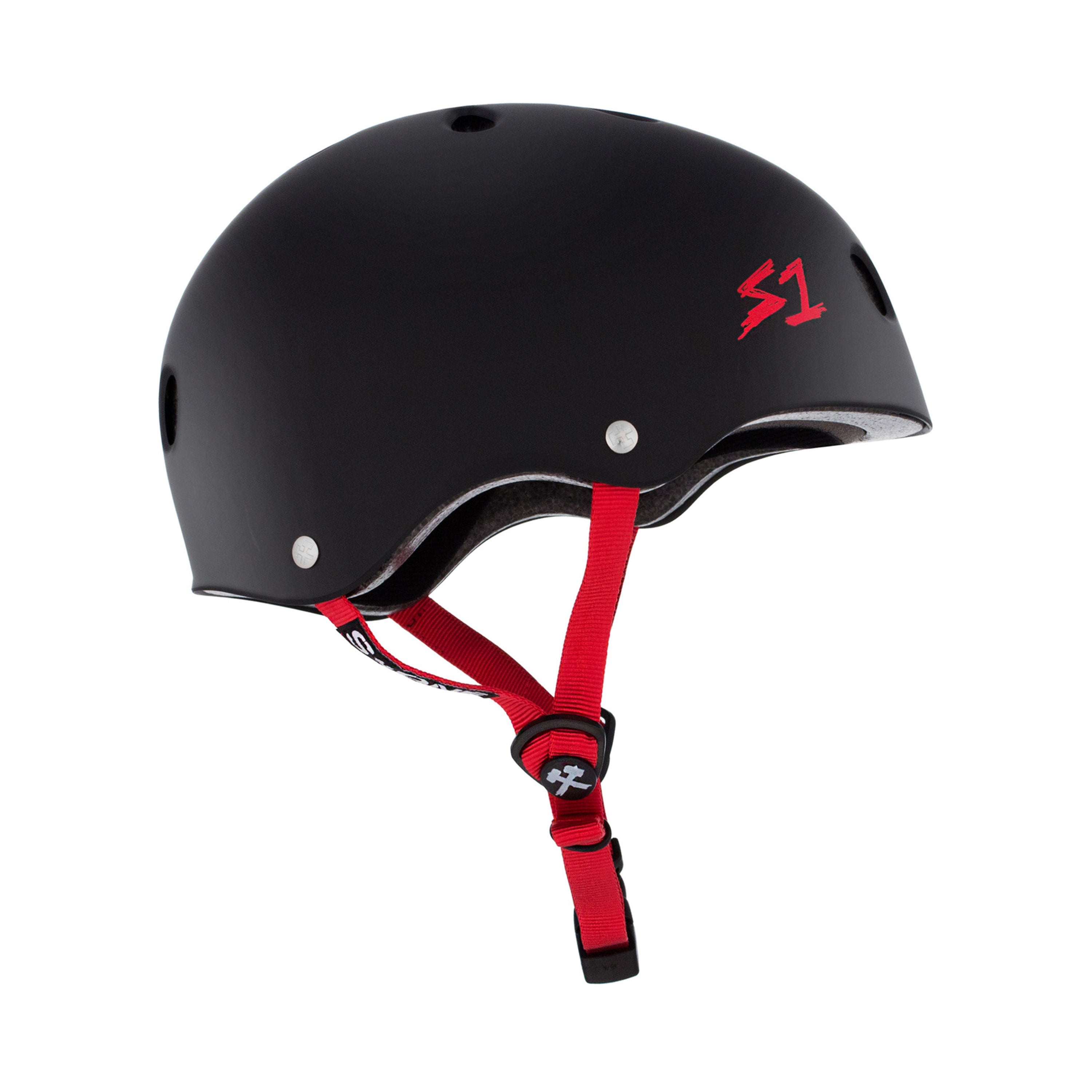 S1 Lifer Helmet - Matte Black w/ Red Straps