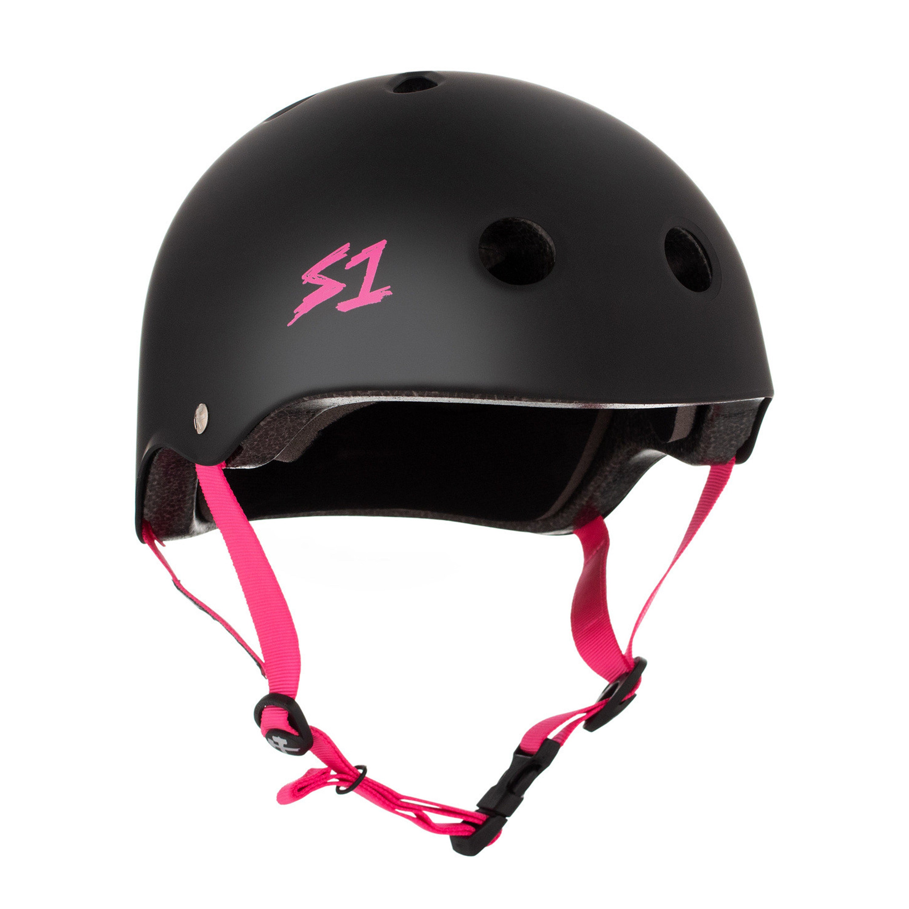 S1 Lifer Helmet - Matte Black w/ Pink Straps